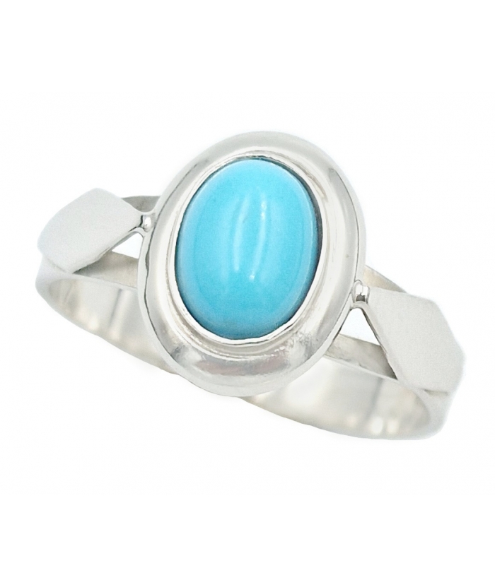 Ring whitegold K14 with turquoise