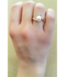 Ring gold K14 'pearl' 2