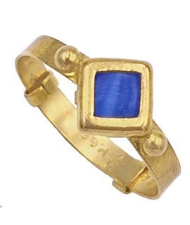 Δαχτυλίδι Παιδικό Χρυσό Κ14 με μπλε πέτρα, Ανοιγόμενο
