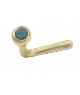 Nose Earrings Gold K18 with blue Topaz 3mm 2