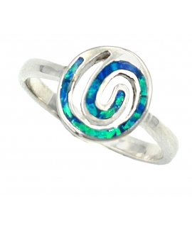 Ring Silver Triangle blue opal
