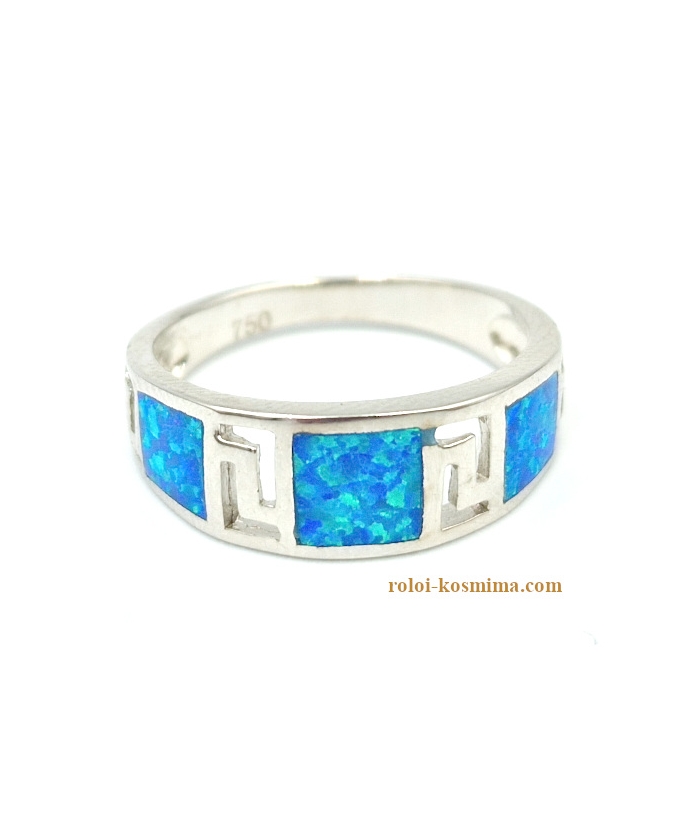 Ring Silver Meandros blue opal