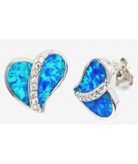 Earrings Silver "Hearts blue Opal"