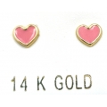 Earrings gold K14 Pink heart