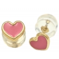 Earrings gold K14 Pink heart