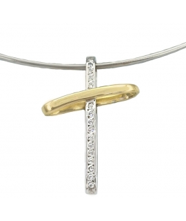 Cross Gold K14 twin color with zircons
