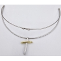 Cross Gold K14 twin color with zircons