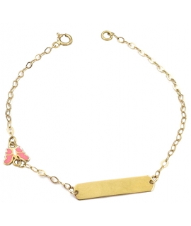 Child name Bracelet Gold K14 Butterfly