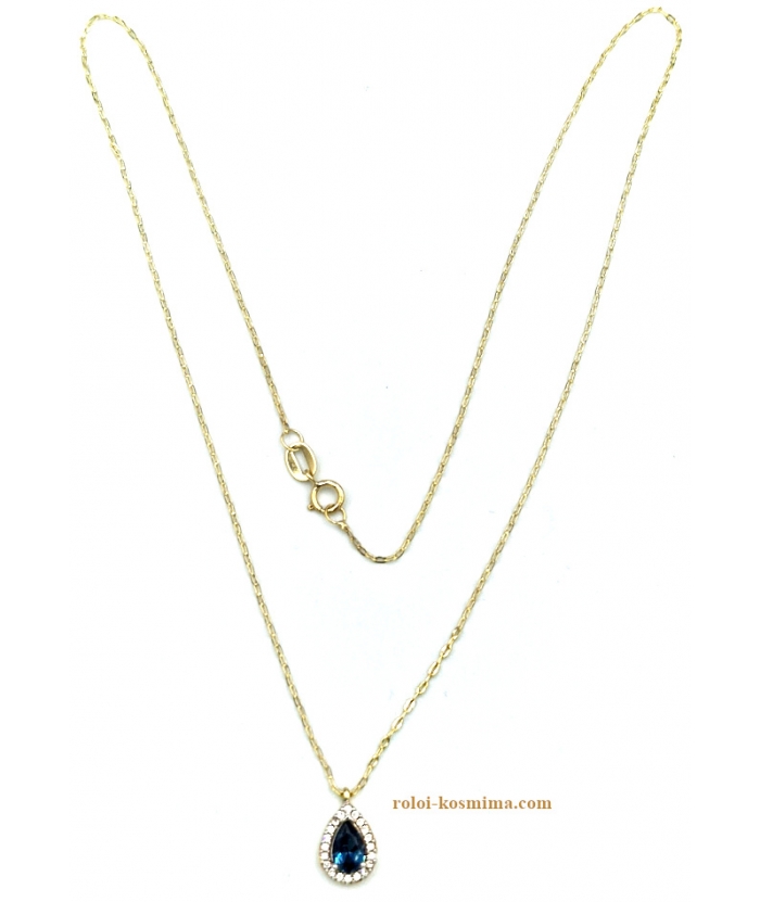 Necklace Gold K14 with sapphire