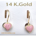 Earrings gold K14 Pink heart