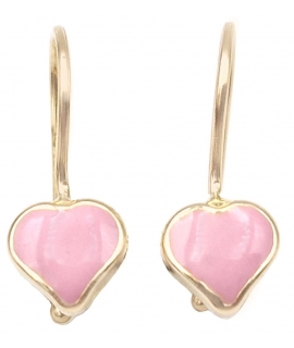 Earrings gold K14 Pink heart