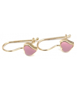 Earrings gold K14 Pink heart 2