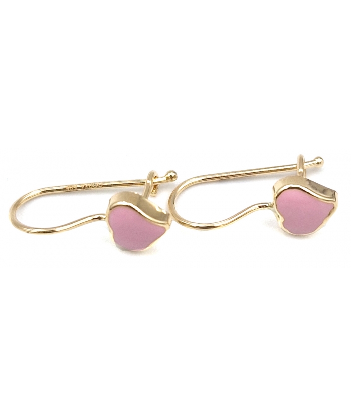 Earrings gold K14 Pink heart