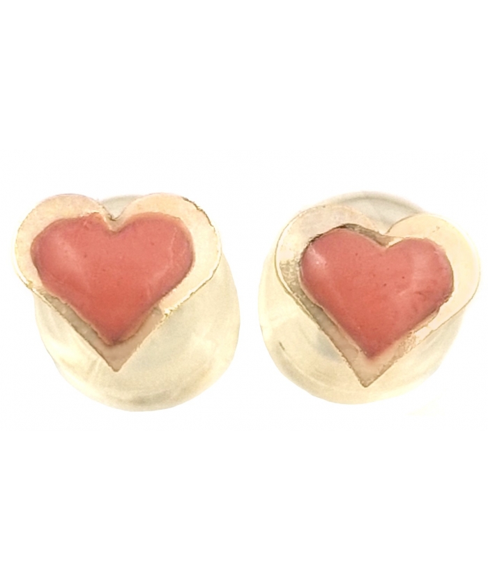 Earrings gold K14 Pink heart