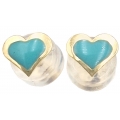 Earrings gold K14 cyan heart