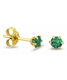 Σκουλαρίκια Χρυσά Κ9 με πράσινο zircon 4mm