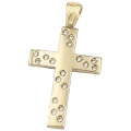 Cross Baptism gold K14 with zircons