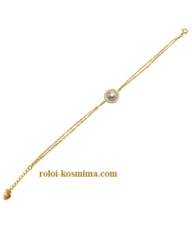 Bracelet Silver "Pearl with zircons" gold-plated 2
