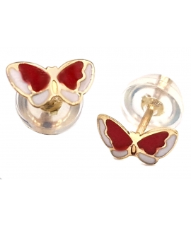 Earrings gold K9 "Red Butterfly"