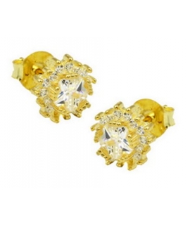 Earrings Silver Rozetes with zircons