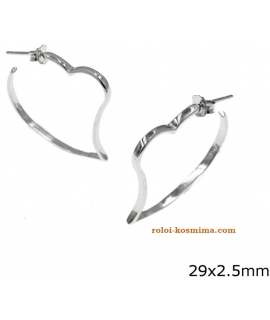 Earrings hoop Silver "Heart" 2