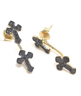 Earrings Silver-goldplated ear-jacket Crosses