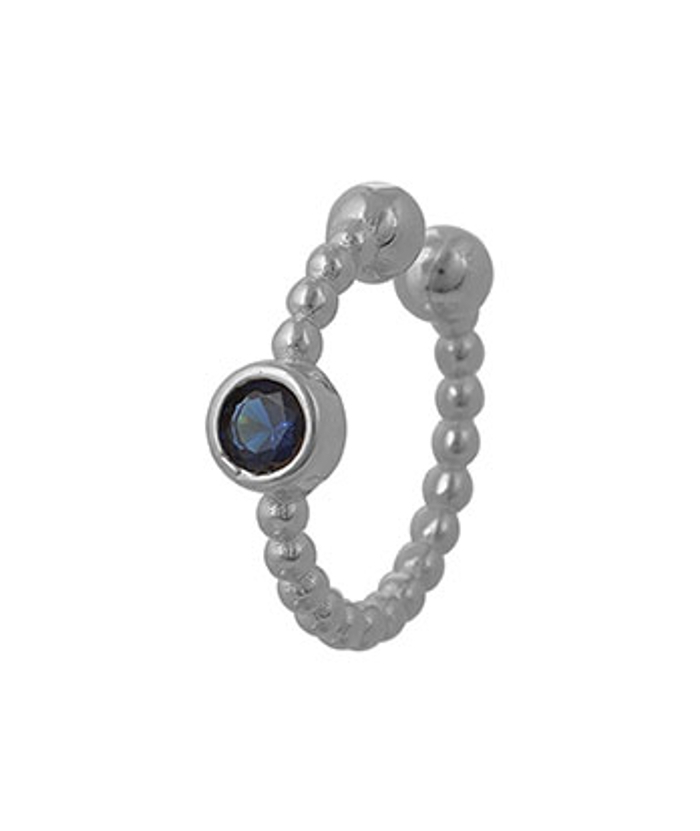 Earring Silver type ear-cuff "Blue zircon"