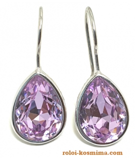 Earrings Silver Hanging "Tear" synthetic amethyst 2