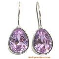 Earrings Silver Hanging "Tear" synthetic amethyst