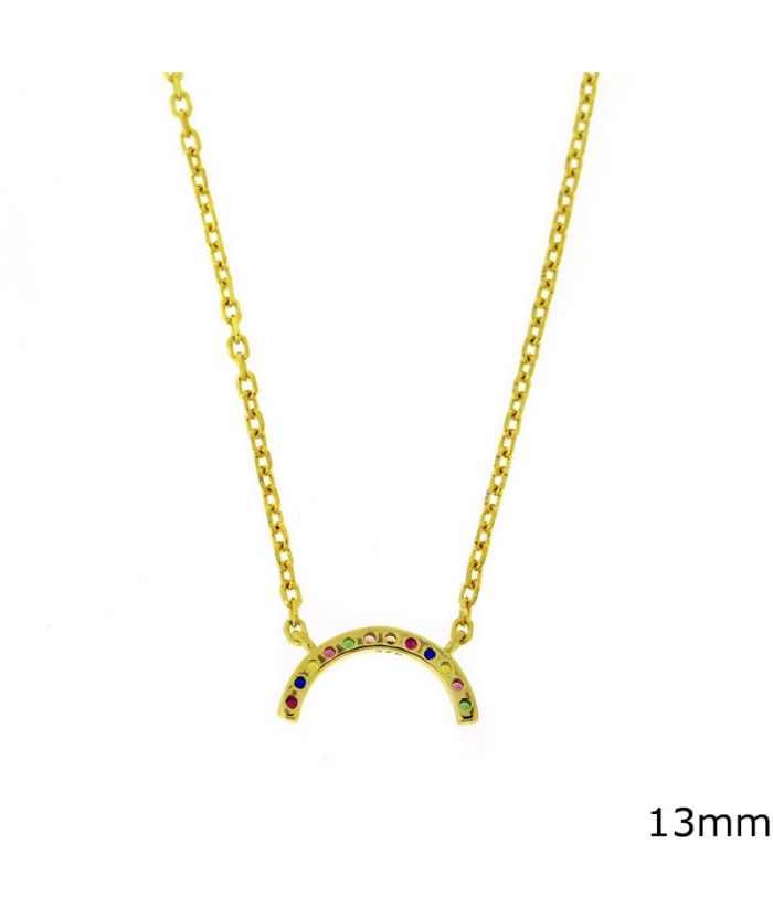 Necklace Silver-goldplated Colorful mid-circle