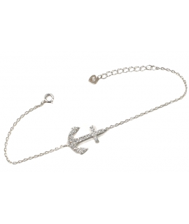 Bracelet Silver "Anchor" with zircons