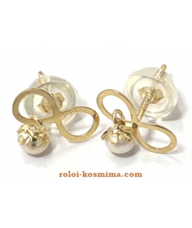 Earrings gold K14 "Infinity pearl dang" 2