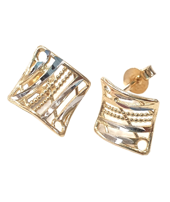 Earrings gold K14 Rhombus