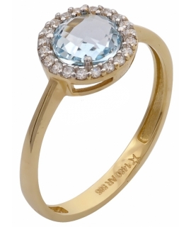 Δαχτυλίδι Χρυσό Κ14 Ροζέτα με Blue Topaz
