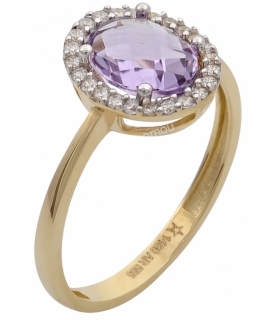 Ring gold K14 with amethyst
