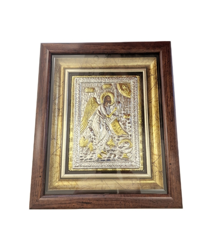 Silver icon Saint John glass 28x32cm