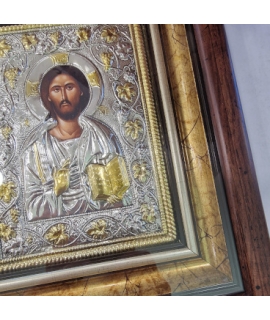 Silver icon Jesus glass 28x32cm 2