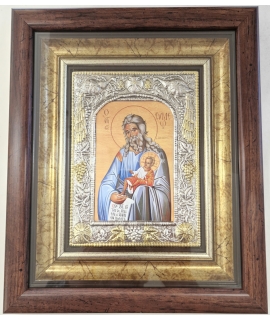 Silver icon Saint Simeon glass 28x32cm