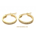 Earrings hoop gold K14 "Zircons in line"