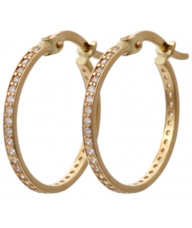 Earrings hoop gold K14 "Zircons in line"
