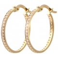 Earrings hoop gold K14 "Zircons in line" 12mm