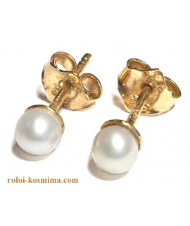 Earrings gold K14 'Pearl baroque' 4mm 2