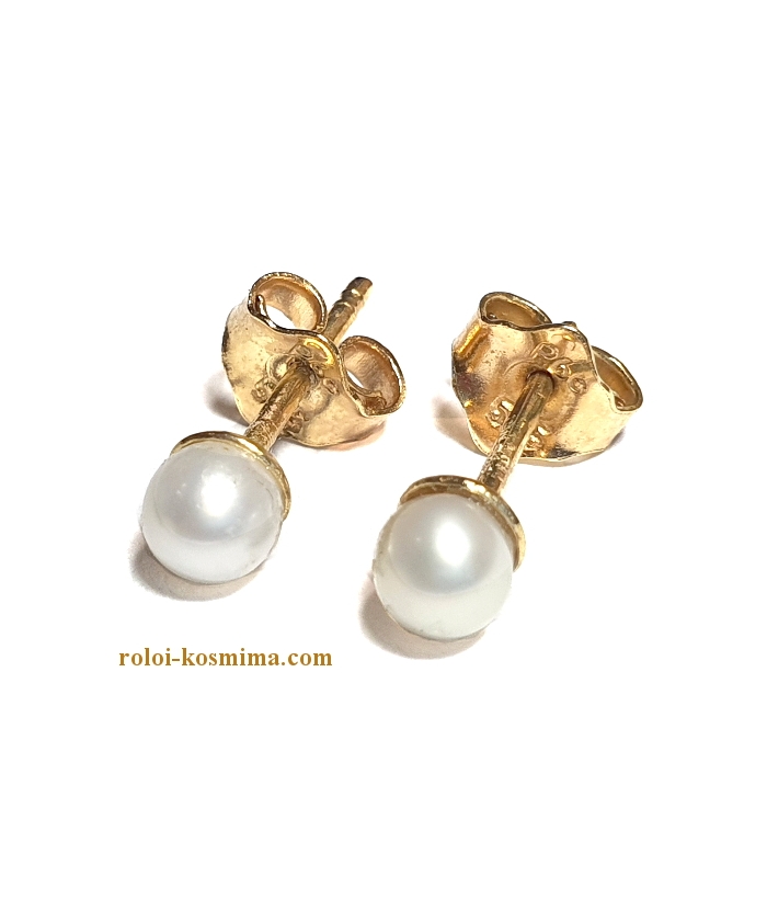 Σκουλαρίκια Χρυσά με Μαργαριτάρια baroque 4mm