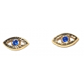 Earrings gold K14 "Eyes" synthetic sapphire