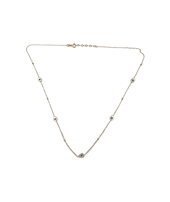Necklace gold Κ14 eyes two sides