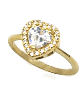 Ring gold K14 with zircon heart