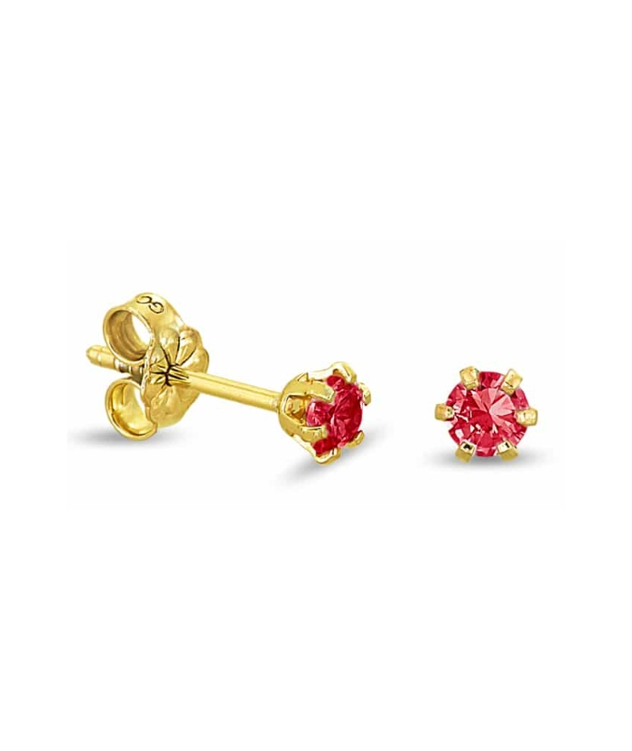 Σκουλαρίκια Χρυσά Κ9 με κόκκινο zircon 6mm