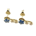 Earrings gold K14 cyan & white zircons