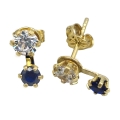 Earrings gold K9 white and blue zircon
