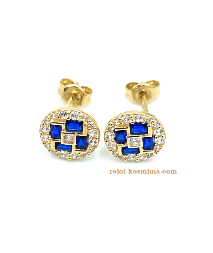 Earrings gold K14 with sapphires